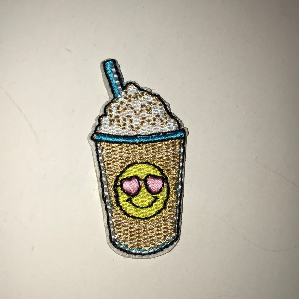 Heart Eye Emoji Milkshake Iron on Patch 🧡